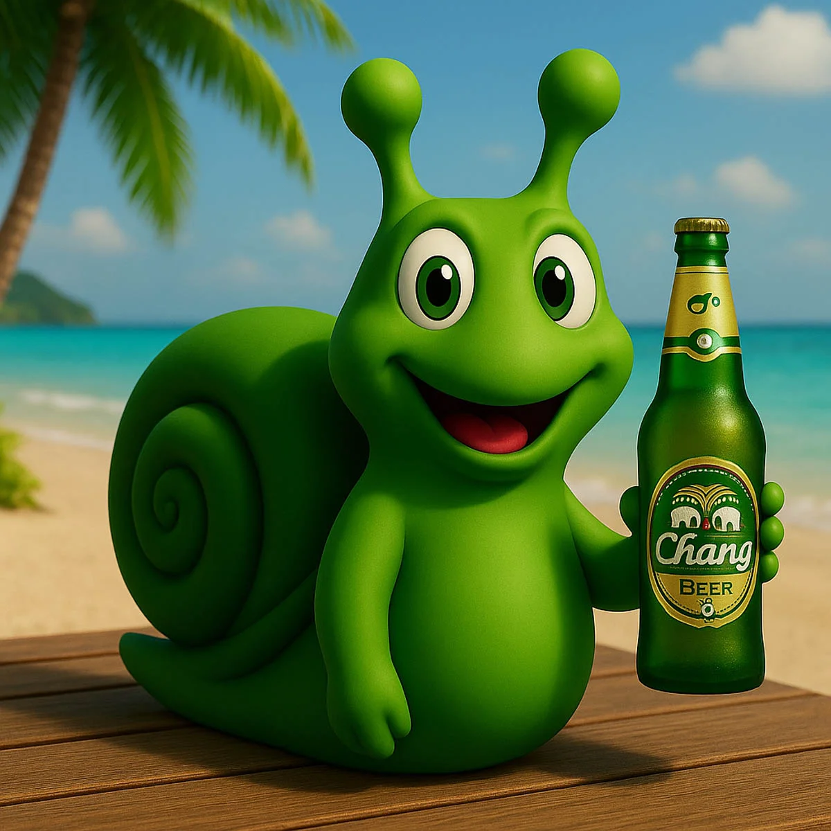 Slugsy with Chang beer